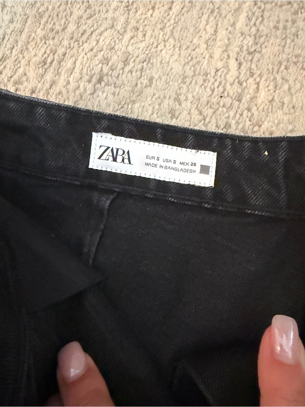 ZARA NWT Black Asymmetric Button-Front Denim Skort - Picture 4 of 5